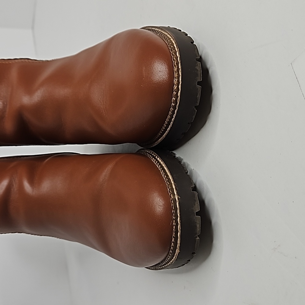 Lands' End Women's Side Zip Lug Sole Brown Chelsea Boot Size 9D (Wide) - Picture 6 of 11